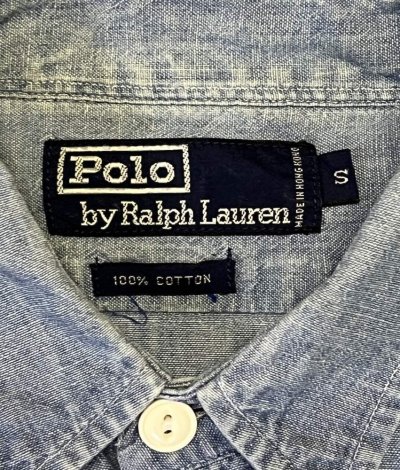 画像2: 90'S RALPH LAUREN 猫目ボタン シャンブレーシャツ ブルー (VINTAGE)