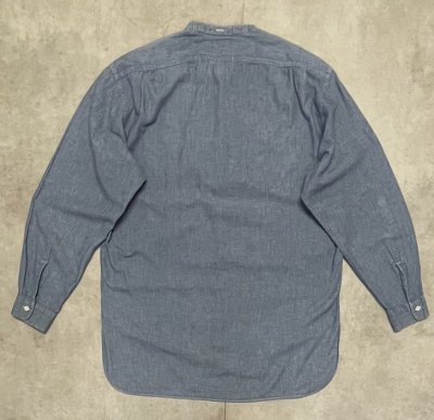 画像5: 90'S RRL 初期 三ツ星タグ シャンブレー マチ付き バンドカラーシャツ ブルー (VINTAGE)