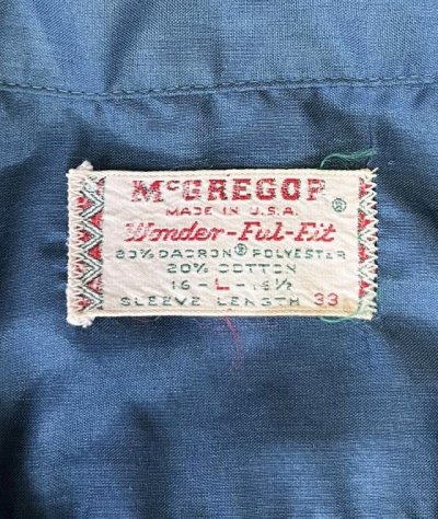 画像2: 60'S McGREGOR "WONDER-FUL-FIT" オープンカラーシャツ ダークブルー USA製 (VINTAGE)