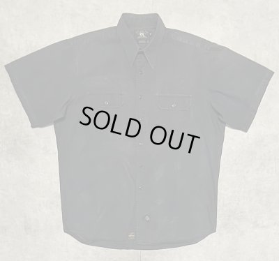 画像1: 90'S RRL 三ツ星タグ ポプリン 半袖 ワークシャツ ブラック (VINTAGE)