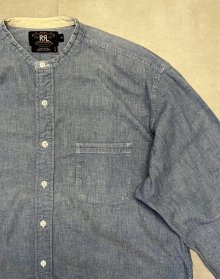 他の写真2: 90'S RRL 初期 三ツ星タグ シャンブレー マチ付き バンドカラーシャツ ブルー (VINTAGE)