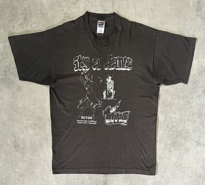 画像1: 90'S IT'S A DANCE シングルステッチ 半袖 Tシャツ フェードブラック カナダ製 (VINTAGE)