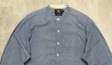 他の写真1: 90'S RRL 初期 三ツ星タグ シャンブレー マチ付き バンドカラーシャツ ブルー (VINTAGE)