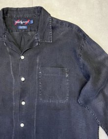 他の写真2: 90'S RALPH LAUREN "CALDWELL" ロゴ無し無地 リネン オープンカラーシャツ ブラック (VINTAGE)