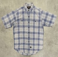 90'S RRL 三ツ星タグ ライトフランネル 半袖 ワークシャツ チェック柄 (VINTAGE)