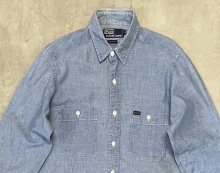 他の写真1: 90'S RALPH LAUREN 猫目ボタン シャンブレーシャツ ブルー (VINTAGE)