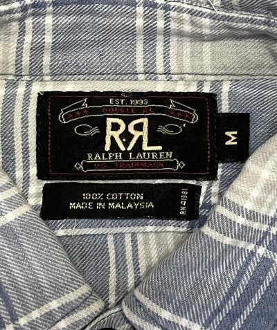 画像2: 90'S RRL 三ツ星タグ ライトフランネル 半袖 ワークシャツ チェック柄 (VINTAGE)