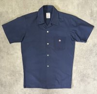 70'S MANHATTAN 半袖 オープンカラーシャツ ネイビー (VINTAGE)