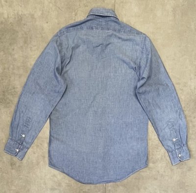 画像3: 90'S RALPH LAUREN 猫目ボタン シャンブレーシャツ ブルー (VINTAGE)