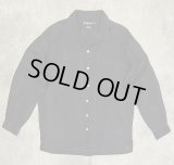 90'S RALPH LAUREN "CALDWELL" ロゴ無し無地 リネン オープンカラーシャツ ブラック (VINTAGE)