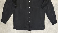 他の写真3: 90'S RALPH LAUREN "CALDWELL" ロゴ無し無地 リネン オープンカラーシャツ ブラック (VINTAGE)