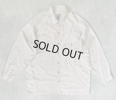 画像1: 90'S PATAGONIA "ヤシの木タグ" マチ付きポケット 長袖 シャツ ベージュ (VINTAGE)