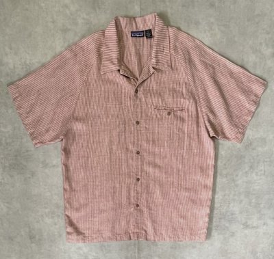 画像1: 03'S PATAGONIA ヘンプ100% 半袖 オープンカラーシャツ チェック柄 (VINTAGE)