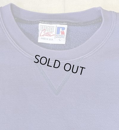 画像3: 90'S RUSSELL ATHLETIC "HIGH COTTON" 前V&脇の下ガゼット付き クルーネック スウェットシャツ ナス紺 USA製 (VINTAGE)