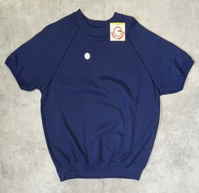 画像1: 80'S GEARING UP ラグランスリーブ クルーネック 半袖 スウェットシャツ ネイビー (DEADSTOCK)