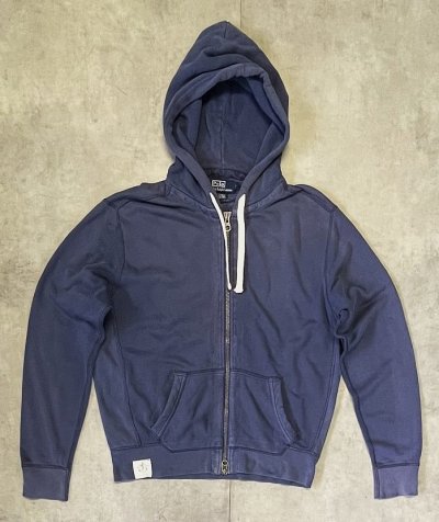 画像1: 90'S RALPH LAUREN ダブルジップ スウェットパーカー フェードネイビー (VINTAGE)