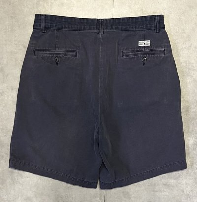 画像4: 90'S RALPH LAUREN "TYLER SHORT" ツープリーツ チノショーツ フェードネイビー (VINTAGE)