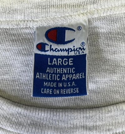 画像2: 90'S CHAMPION 青タグ シングルステッチ 半袖 Tシャツ アッシュグレー USA製 (VINTAGE)
