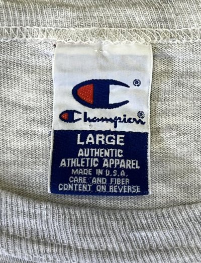画像2: 90'S CHAMPION 青タグ シングルステッチ 半袖 Tシャツ アッシュグレー USA製 (VINTAGE)