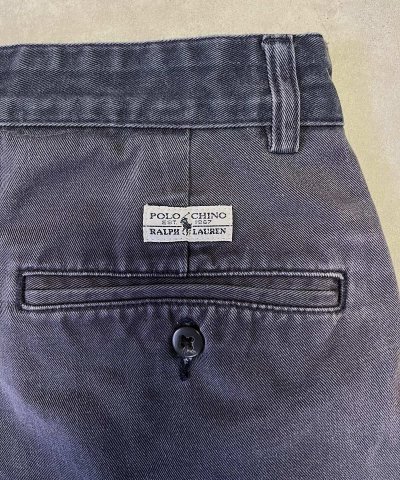 画像5: 90'S RALPH LAUREN "TYLER SHORT" ツープリーツ チノショーツ フェードネイビー (VINTAGE)