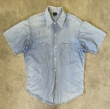 80'S PRENTISS コットン100% シャンブレーシャツ フェードブルー USA製 (VINTAGE)