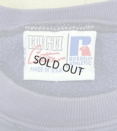 画像2: 90'S RUSSELL ATHLETIC "HIGH COTTON" 前V&脇の下ガゼット付き クルーネック スウェットシャツ ナス紺 USA製 (VINTAGE)