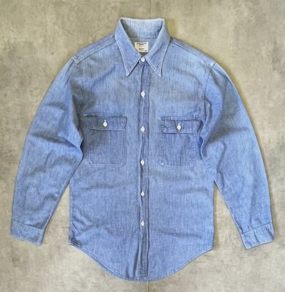 画像1: 70'S BIG MAC コットン100% シャンブレーシャツ ブルー USA製 (VINTAGE)