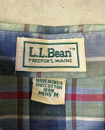 画像2: 70'S LL Bean TMタグ コットン 半袖 マドラスチェック BDシャツ インド製 (VINTAGE)