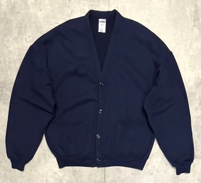 画像1: 90'S JERZEES スウェット カーディガン 無地 ネイビー (MINT CONDITION)