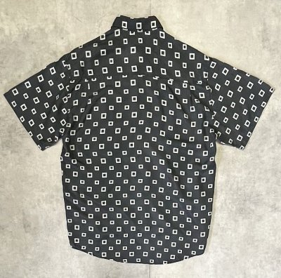 画像4: AVANTI シルク100% 半袖 シャツ チャコール/ホワイト 総柄 (VINTAGE)