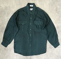 CLUB INTERNATIONAL シルク100% 長袖 シャツ ダークグリーン (VINTAGE)