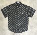 画像1: AVANTI シルク100% 半袖 シャツ チャコール/ホワイト 総柄 (VINTAGE) (1)