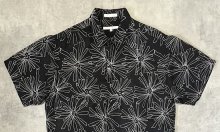 他の写真1: 90'S PERRY ELLIS シルク/リネン 半袖 シャツ ブラック/ホワイト 総柄 (VINTAGE)