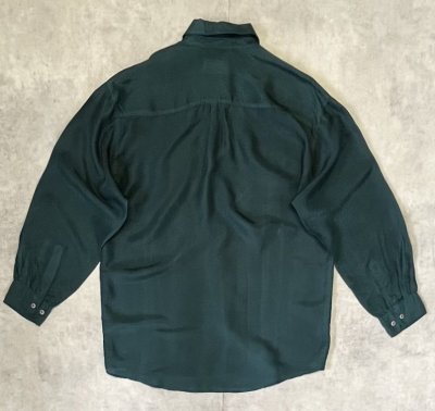 画像4: CLUB INTERNATIONAL シルク100% 長袖 シャツ ダークグリーン (VINTAGE)