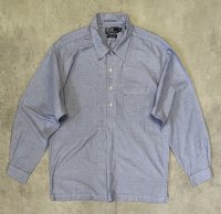 90'S RALPH LAUREN "CLARENCE SPORT" 刷毛目ポプリン 長袖 プルオーバーボックスシャツ ブルー (VINTAGE)
