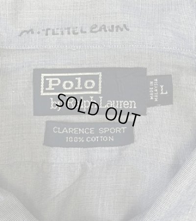 画像2: 90'S RALPH LAUREN "CLARENCE SPORT" 刷毛目ポプリン 長袖 プルオーバーボックスシャツ ブルー (VINTAGE)