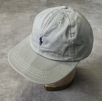 90'S RALPH LAUREN ロゴ刺繍 ベースボールキャップ カーキ USA製 (VINTAGE)