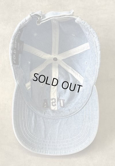 画像5: 90'S RALPH LAUREN POLO SPORT "USA POLO" シャンブレー ベースボールキャップ ブルー USA製 (VINTAGE)