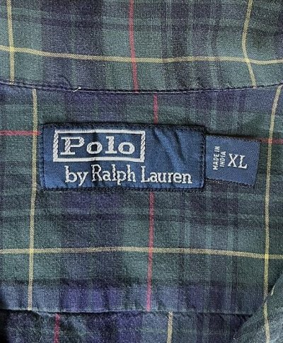 画像2: 90'S RALPH LAUREN コットン 半袖 オープンカラーシャツ チェック柄 (VINTAGE)