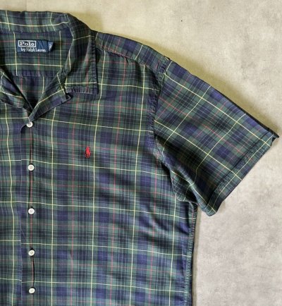 画像3: 90'S RALPH LAUREN コットン 半袖 オープンカラーシャツ チェック柄 (VINTAGE)