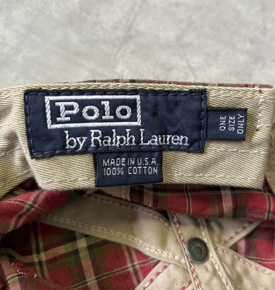 画像6: 90'S RALPH LAUREN ロゴ刺繍 ベースボールキャップ チェック柄 USA製 (VINTAGE)
