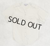 90'S RALPH LAUREN ノーカラー Vネック 半袖 サファリシャツ ベージュ (VINTAGE)