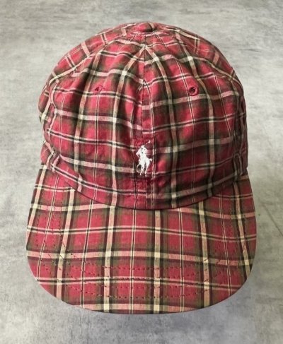 画像2: 90'S RALPH LAUREN ロゴ刺繍 ベースボールキャップ チェック柄 USA製 (VINTAGE)