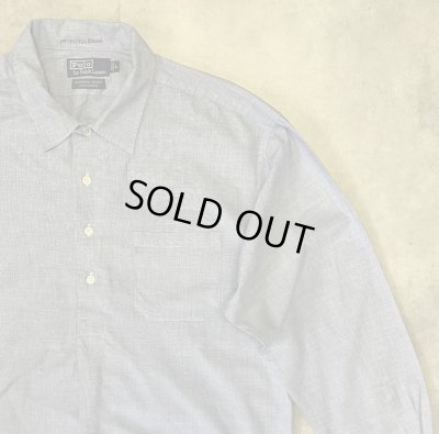 画像3: 90'S RALPH LAUREN "CLARENCE SPORT" 刷毛目ポプリン 長袖 プルオーバーボックスシャツ ブルー (VINTAGE)