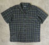 90'S RALPH LAUREN コットン 半袖 オープンカラーシャツ チェック柄 (VINTAGE)