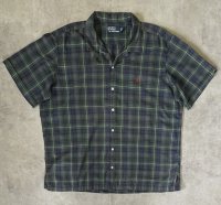 90'S RALPH LAUREN コットン 半袖 オープンカラーシャツ チェック柄 (VINTAGE)