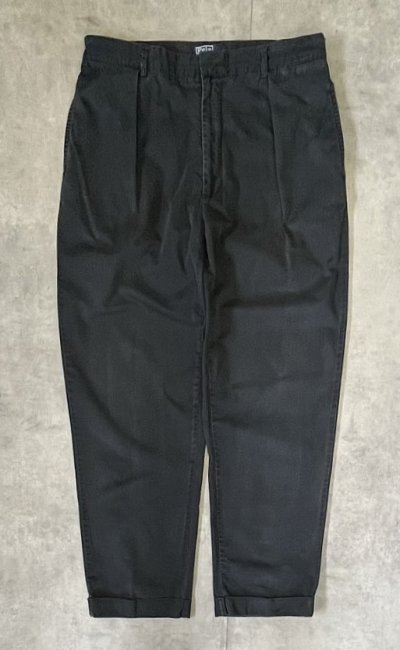 画像1: 90'S RALPH LAUREN ワンプリーツ チノパンツ ブラック W36L31 (VINTAGE)