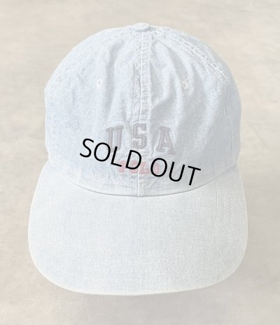 画像2: 90'S RALPH LAUREN POLO SPORT "USA POLO" シャンブレー ベースボールキャップ ブルー USA製 (VINTAGE)