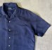 画像3: 90'S RALPH LAUREN シルク/リネン 裾ロゴ 半袖 オープンカラーシャツ ネイビー (VINTAGE) (3)