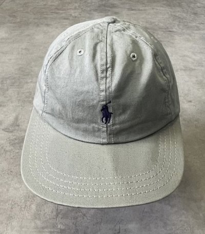 画像2: 90'S RALPH LAUREN ロゴ刺繍 ベースボールキャップ カーキ USA製 (VINTAGE)
